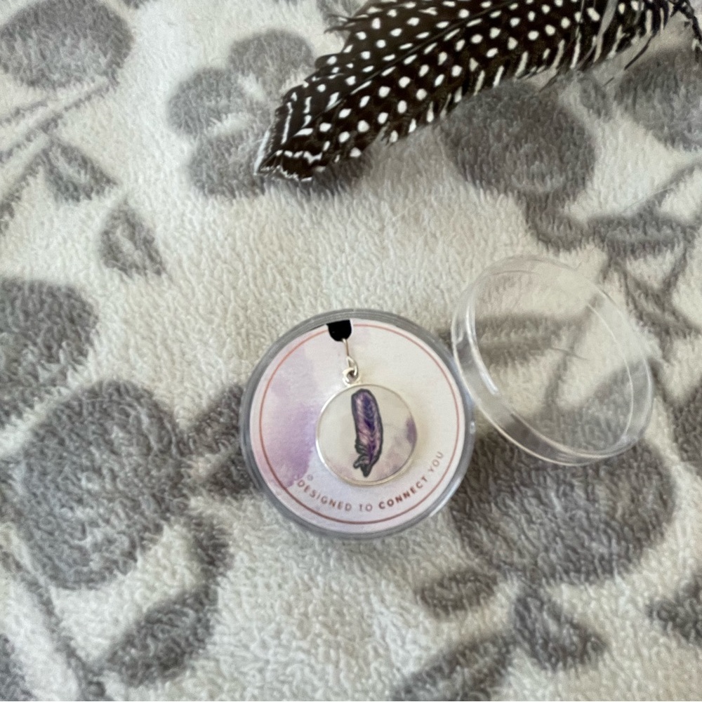 Alex and Ani enamel purple feather charm